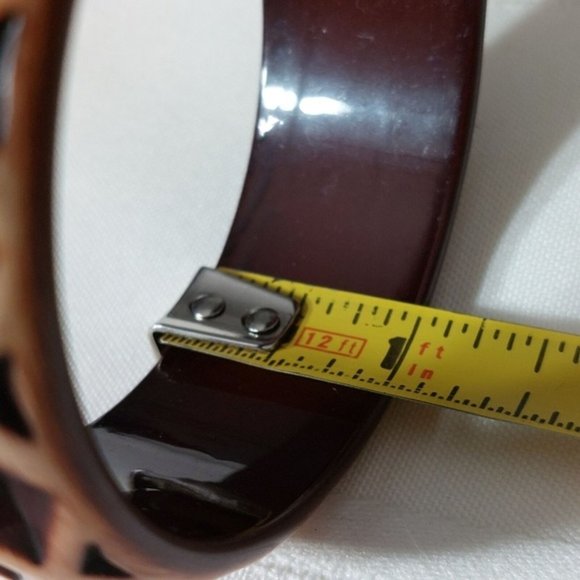 Vintage Rare 3D Waffle Lattice Texture Bangle Bracelet Reddish Brown - Picture 5 of 5